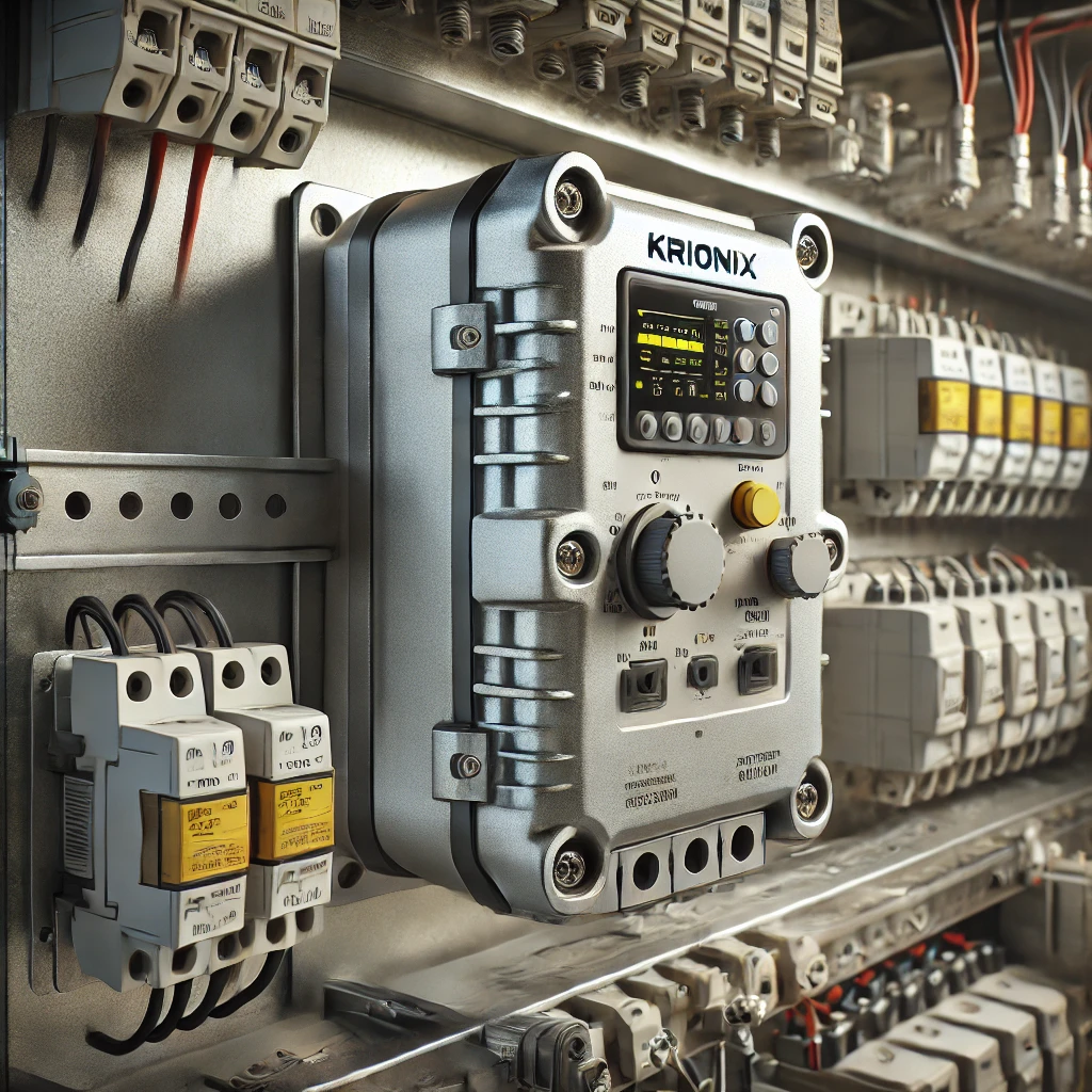 APFC panel with KRIONIX monitoring device and capacitor banks